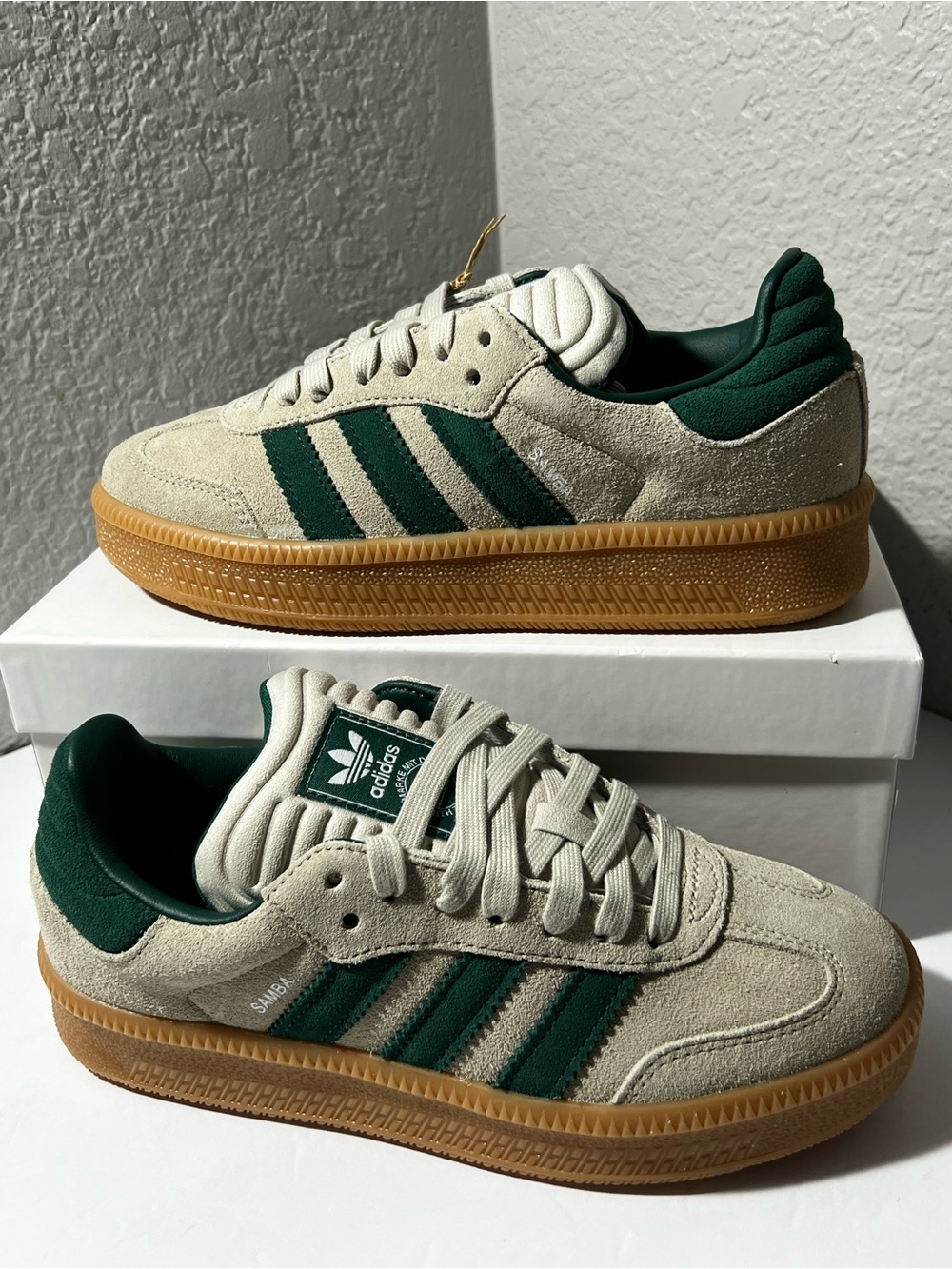 Adidas Samba XLG J JQ9886‎ Putty Grey Green Gum Sneakers Youth 5.5 women’s 7 nwt